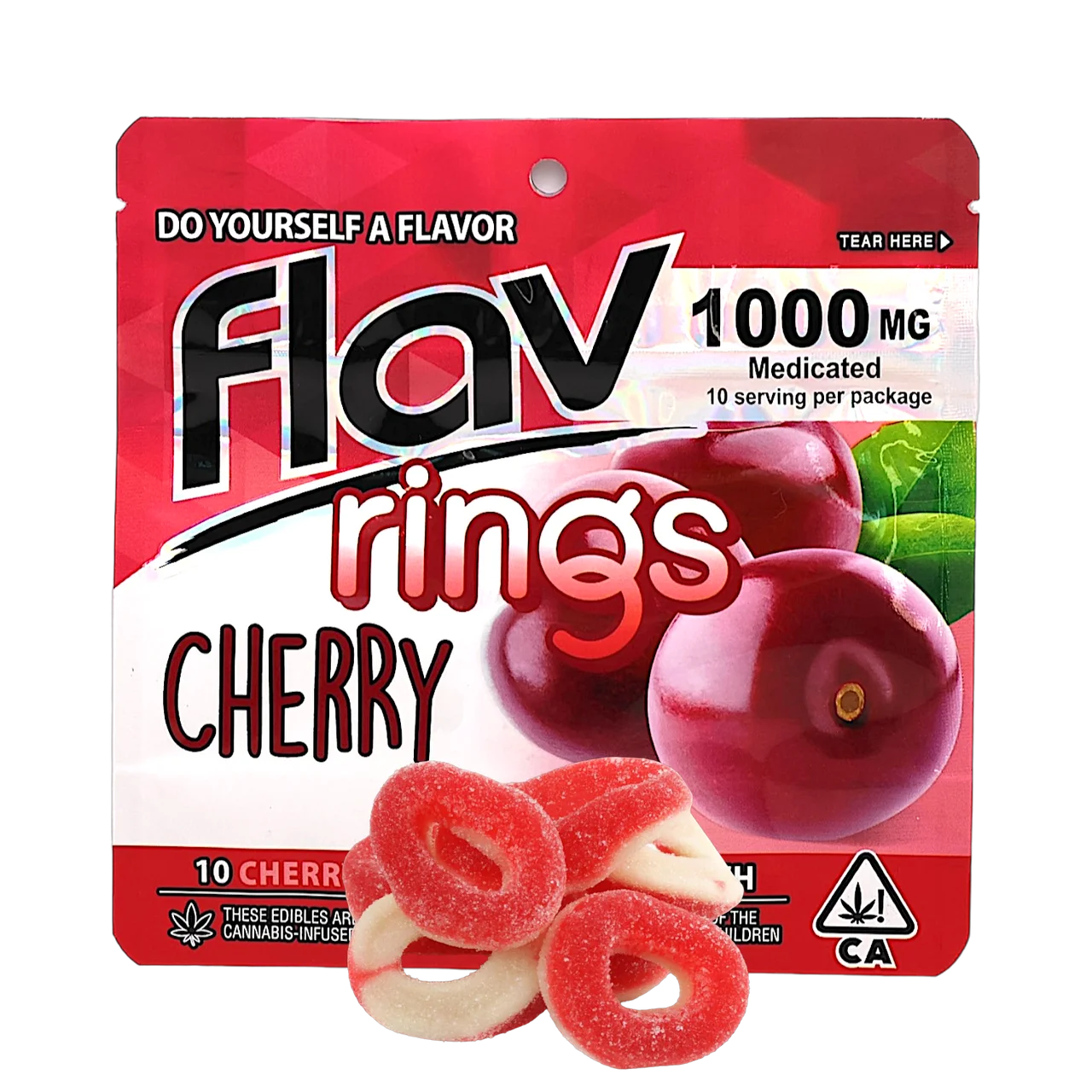 Flav Edibles Cherry Rings 1000mg (THC Gummies)
